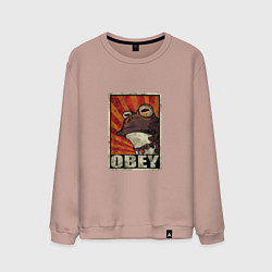 Свитшот хлопковый мужской Obey frog, цвет: пыльно-розовый