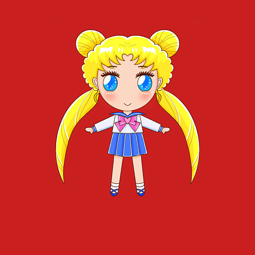 Мужской свитшот Sailor moon chibi / Красный – фото 3