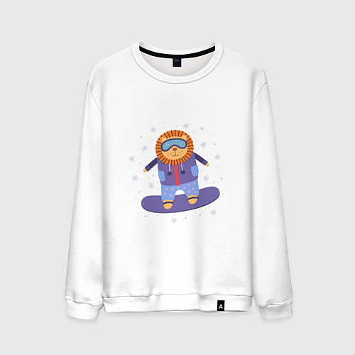 Мужской свитшот Лев-сноубордист / Белый – фото 1