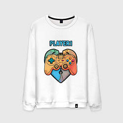 Свитшот хлопковый мужской Player 1, цвет: белый