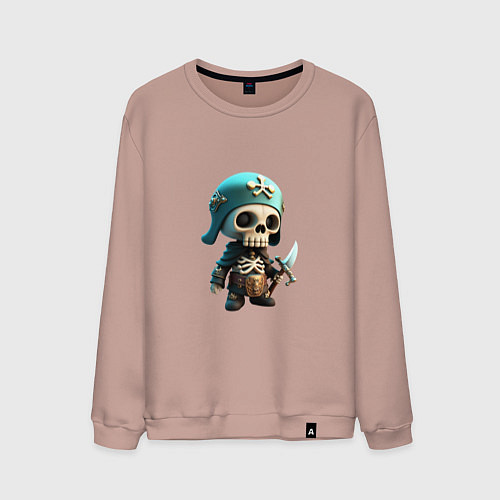 Мужской свитшот Воин скелетон / Пыльно-розовый – фото 1