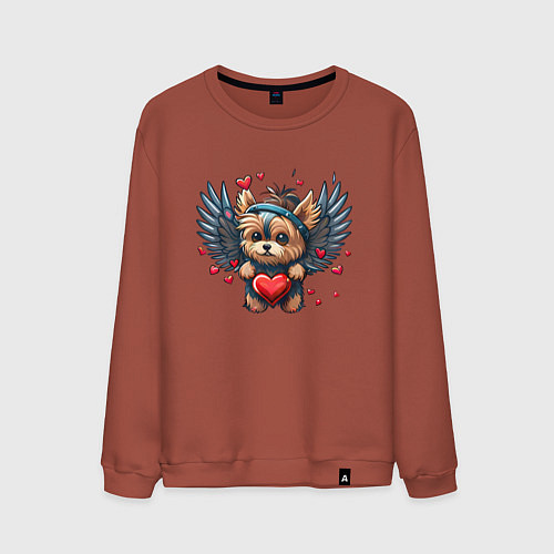 Мужской свитшот Пёсик ангел / Кирпичный – фото 1