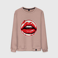 Свитшот хлопковый мужской Губы в поцелуе, цвет: пыльно-розовый