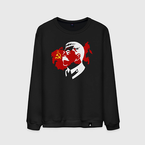 Мужской свитшот Сталин на фоне СССР / Черный – фото 1