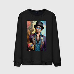 Мужской свитшот Джонни Депп - нейросеть - стимпанк