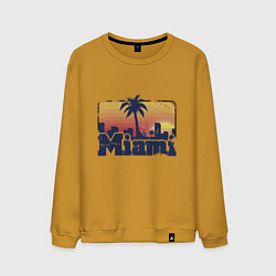 Свитшот хлопковый мужской Beach of Miami, цвет: горчичный