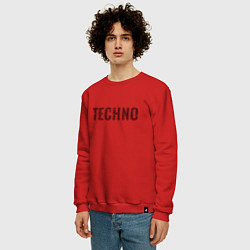 Свитшот хлопковый мужской Techno надпись плиткой, цвет: красный — фото 2