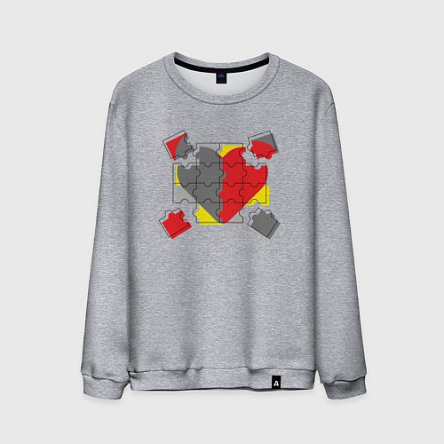 Мужской свитшот Головоломка пазл - сердце / Меланж – фото 1