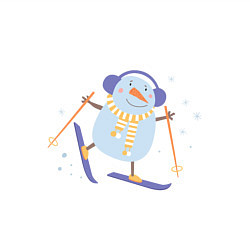 Свитшот хлопковый мужской Снеговик катается на лыжах, цвет: белый — фото 2