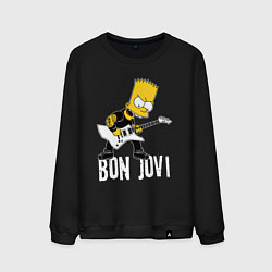 Свитшот хлопковый мужской Bon Jovi Барт Симпсон рокер, цвет: черный