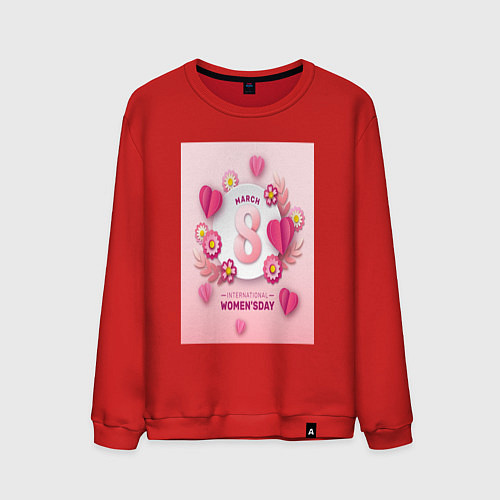 Мужской свитшот День, 8 марта / Красный – фото 1