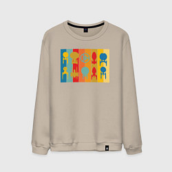 Свитшот хлопковый мужской Звездный путь корабли, цвет: миндальный