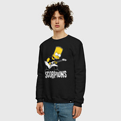 Свитшот хлопковый мужской Scorpions Барт Симпсон рокер, цвет: черный — фото 2
