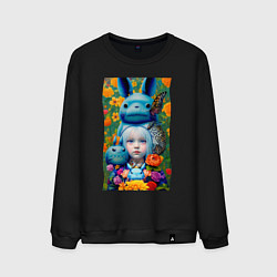 Свитшот хлопковый мужской Мой сосед Тоторо - нейросеть, цвет: черный