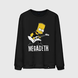 Свитшот хлопковый мужской Megadeth Барт Симпсон рокер, цвет: черный