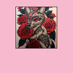 Свитшот хлопковый мужской Irezumi - лиса в розах, цвет: светло-розовый — фото 2