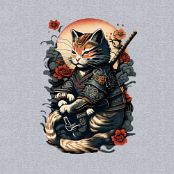 Свитшот хлопковый мужской Самурай кот, цвет: меланж — фото 2