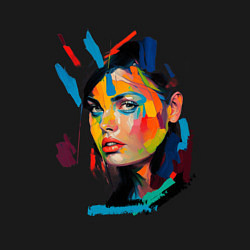 Свитшот хлопковый мужской Незнакомка портрет краски, цвет: черный — фото 2