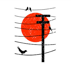 Свитшот хлопковый мужской Птицы на проводах и солнце, цвет: белый — фото 2