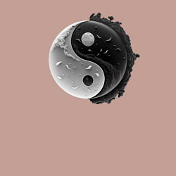 Свитшот хлопковый мужской Черно-белая инь янь, цвет: пыльно-розовый — фото 2