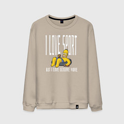 Свитшот хлопковый мужской Я люблю спорт, но отдыхать люблю больше, цвет: миндальный