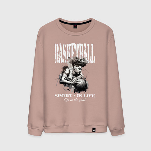 Мужской свитшот Баскетбол Спорт это жизнь / Пыльно-розовый – фото 1