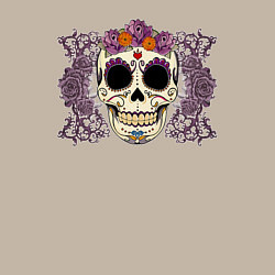 Свитшот хлопковый мужской Мексиканский череп и фиолетовый розы, цвет: миндальный — фото 2