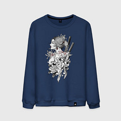 Свитшот хлопковый мужской Japan Chrysanthemum, цвет: тёмно-синий