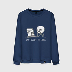 Свитшот хлопковый мужской Why doesnt it work, цвет: тёмно-синий