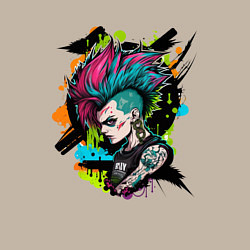 Свитшот хлопковый мужской Девушка панк абстракция, цвет: миндальный — фото 2