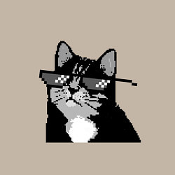 Свитшот хлопковый мужской Pixel coot cat in glasses, цвет: миндальный — фото 2