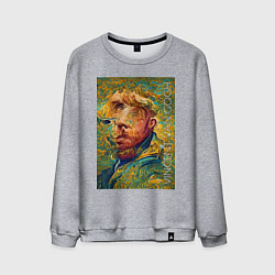 Свитшот хлопковый мужской Abstract Vincent van Gogh - surrealism self-portra, цвет: меланж
