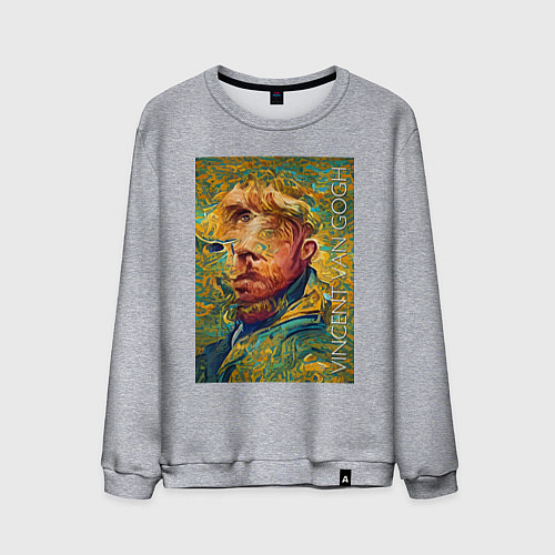 Мужской свитшот Abstract Vincent van Gogh - surrealism self-portra / Меланж – фото 1
