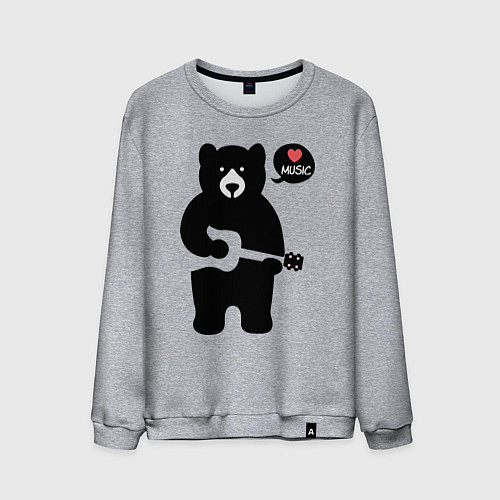 Мужской свитшот Мишка любит музыку / Меланж – фото 1