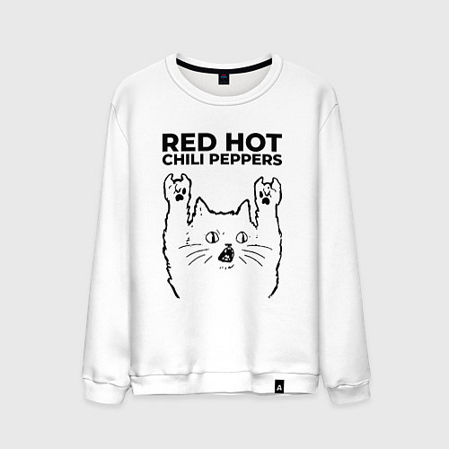 Мужской свитшот Red Hot Chili Peppers - rock cat / Белый – фото 1