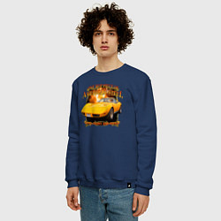 Свитшот хлопковый мужской Американский маслкар Chevrolet Corvette Stingray, цвет: тёмно-синий — фото 2