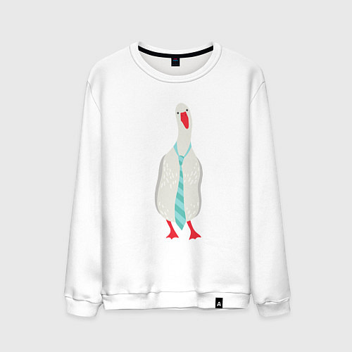 Мужской свитшот Гусь в галстуке / Белый – фото 1