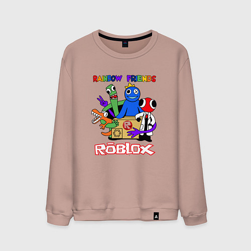 Мужской свитшот Радужные друзья - монстры Роблокс / Пыльно-розовый – фото 1