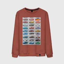 Свитшот хлопковый мужской Hot Wheels - collection Автомобили на полке, цвет: кирпичный