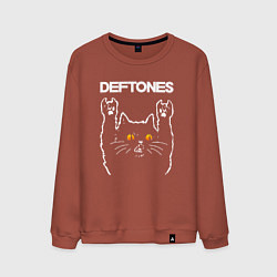 Свитшот хлопковый мужской Deftones rock cat, цвет: кирпичный