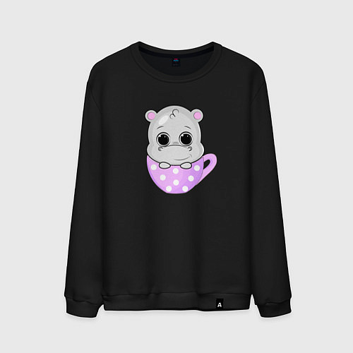 Мужской свитшот Бегемот в кружке / Черный – фото 1