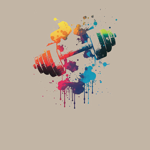 Мужской свитшот Иллюстрация гантели / Миндальный – фото 3