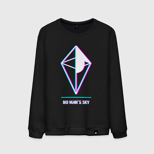 Мужской свитшот No Mans Sky в стиле glitch и баги графики / Черный – фото 1