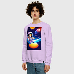 Свитшот хлопковый мужской Мультяшный астронавт, цвет: лаванда — фото 2
