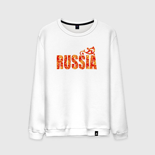 Мужской свитшот Russia: в стиле хохлома / Белый – фото 1