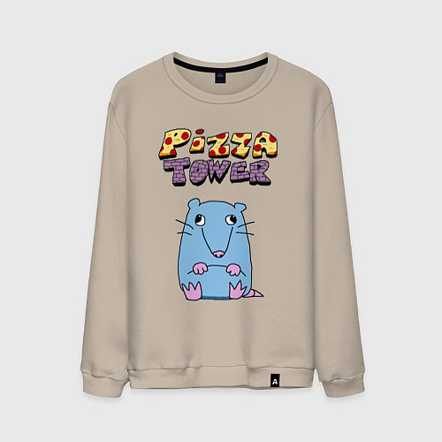 Мужской свитшот Глупая Крыса из Pizza Tower / Миндальный – фото 1