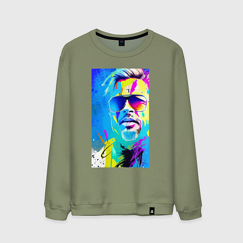 Мужской свитшот Brad Pitt - sketch - pop art / Авокадо – фото 1