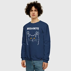 Свитшот хлопковый мужской Megadeth rock cat, цвет: тёмно-синий — фото 2