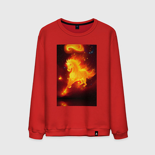 Мужской свитшот Скачущий огненный конь / Красный – фото 1