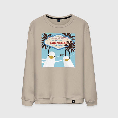 Мужской свитшот Чайки на курорте / Миндальный – фото 1